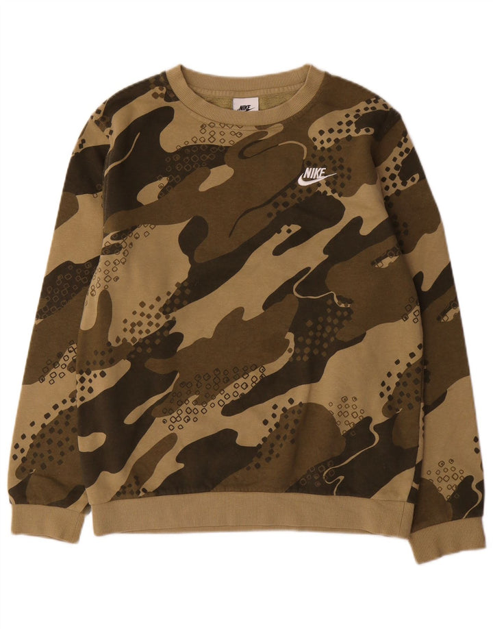 Nike Boys Sweatshirt Jumper 13-14 år XL Khaki Camouflage Bomuld