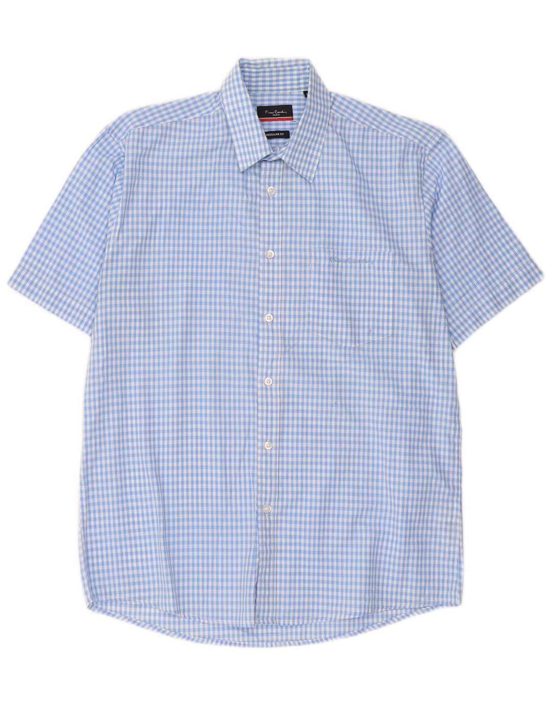 Pierre Cardin Herre kortærmet Regular Fit skjorte Medium Blue Gingham