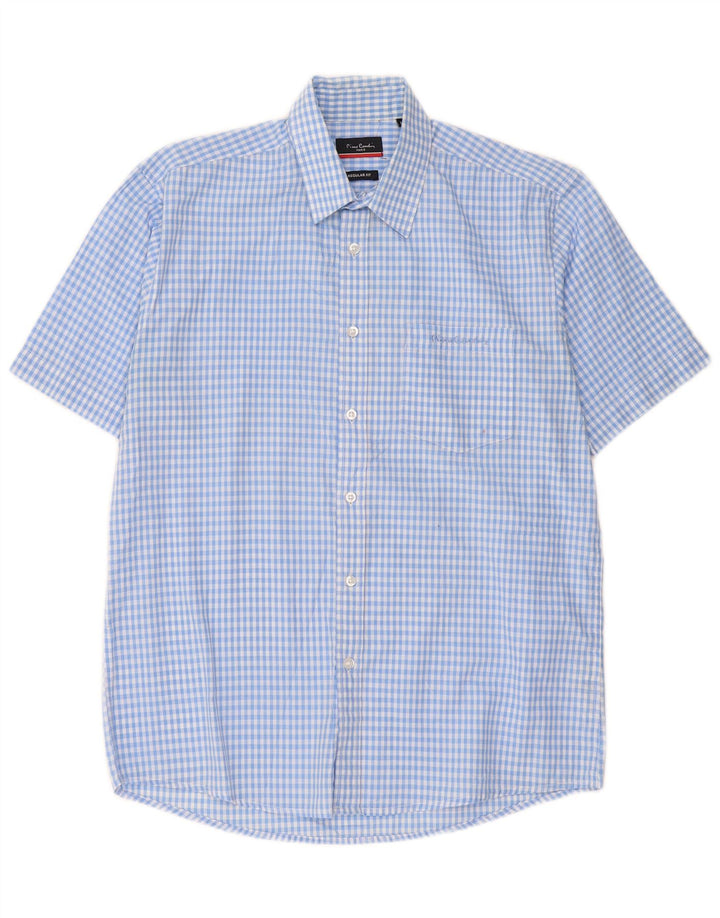 Pierre Cardin Herre kortærmet Regular Fit skjorte Medium Blue Gingham