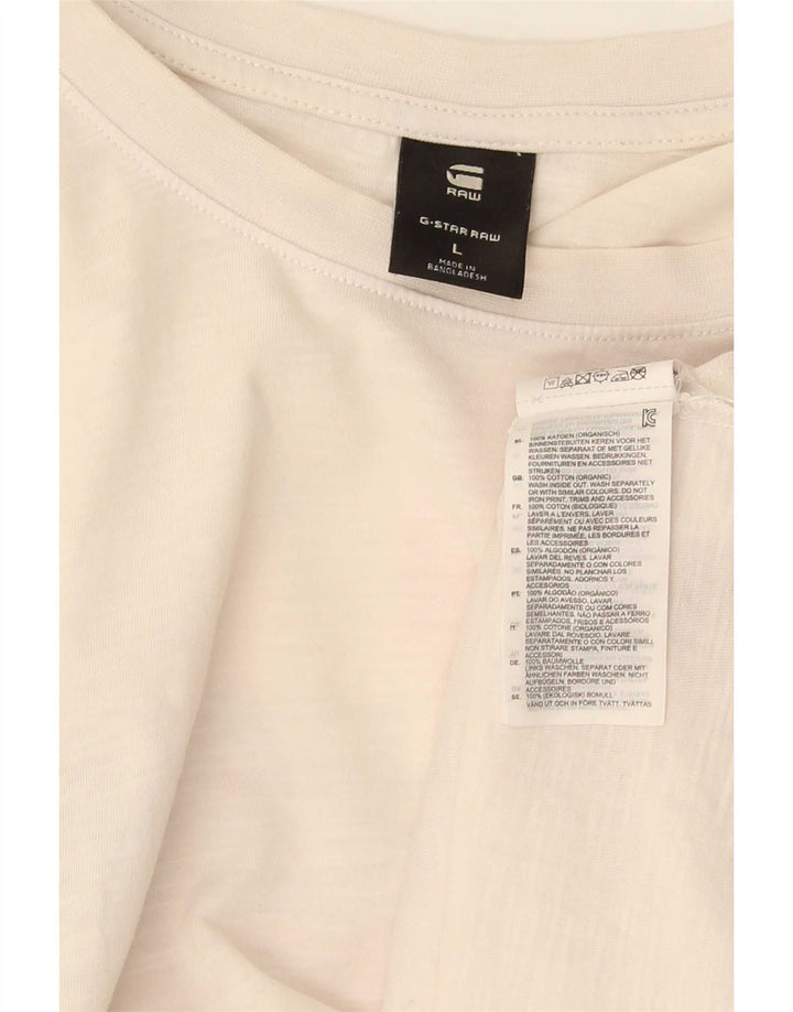 G-Star Herre grafisk T-shirt Top Stor Hvid Flecked Bomuld