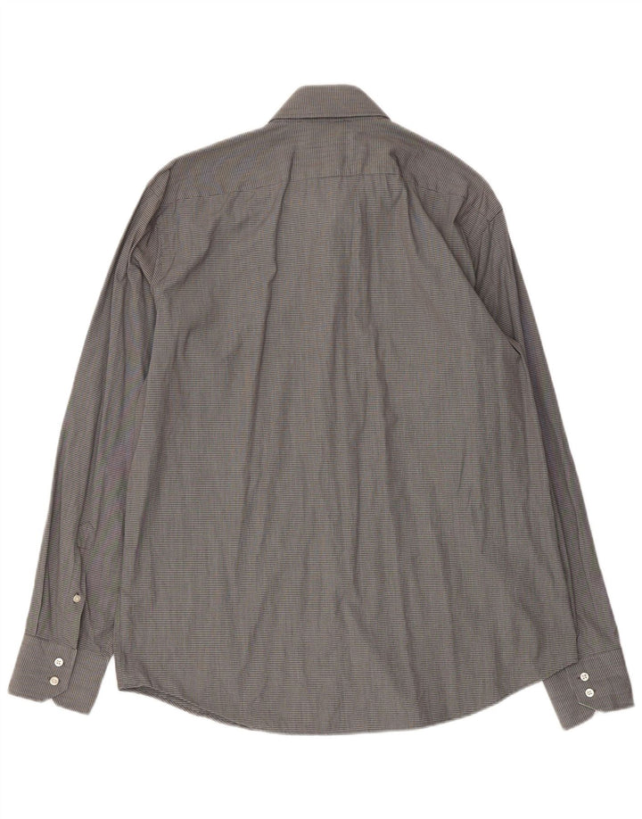 Hugo Boss Herre Regular Fit skjorte str. 44 17 1/2 XL Grå ternet bomuld