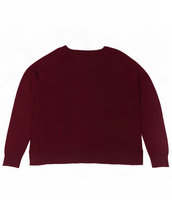 Zara Dame Boat Neck Jumper Sweater UK 16 Large Maroon Viscose