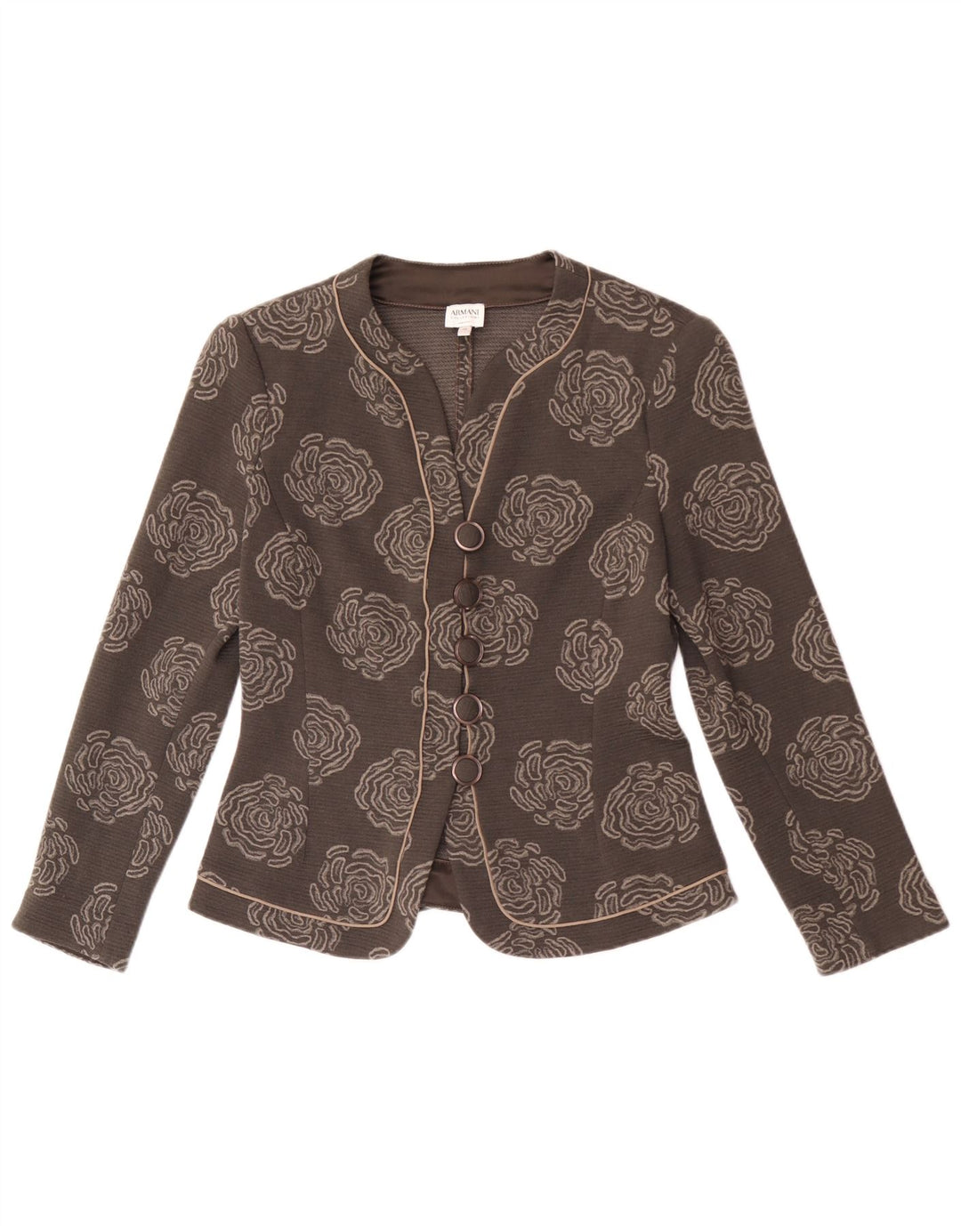 Armani Collezioni Dame 5 Button Blazer Jacket UK 10 Small Grey Floral