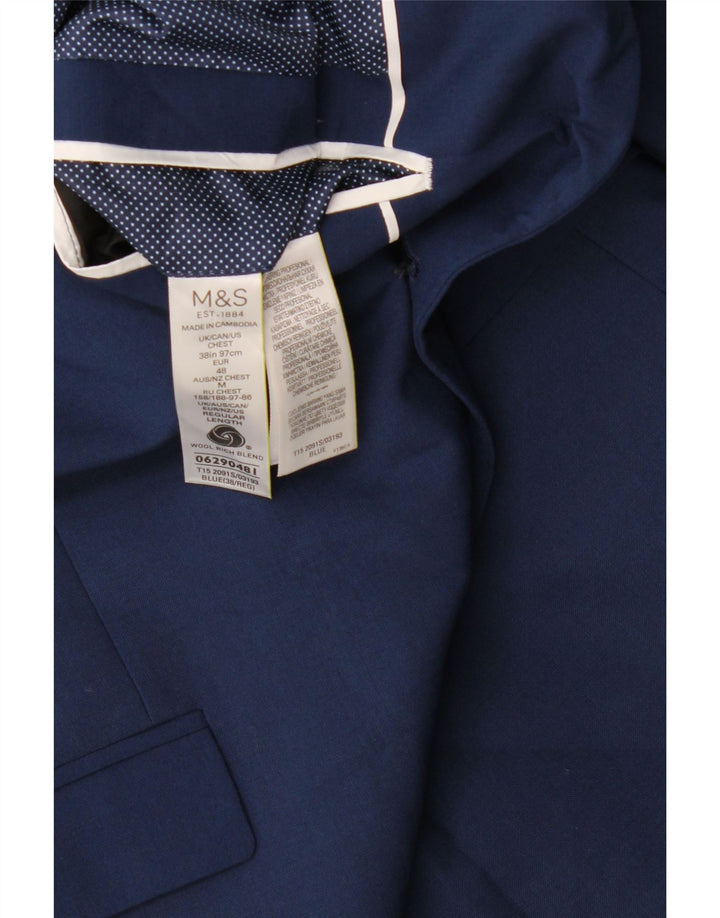 Marks & Spencer Herre 2-knaps blazerjakke UK 38 Medium Blue Wool