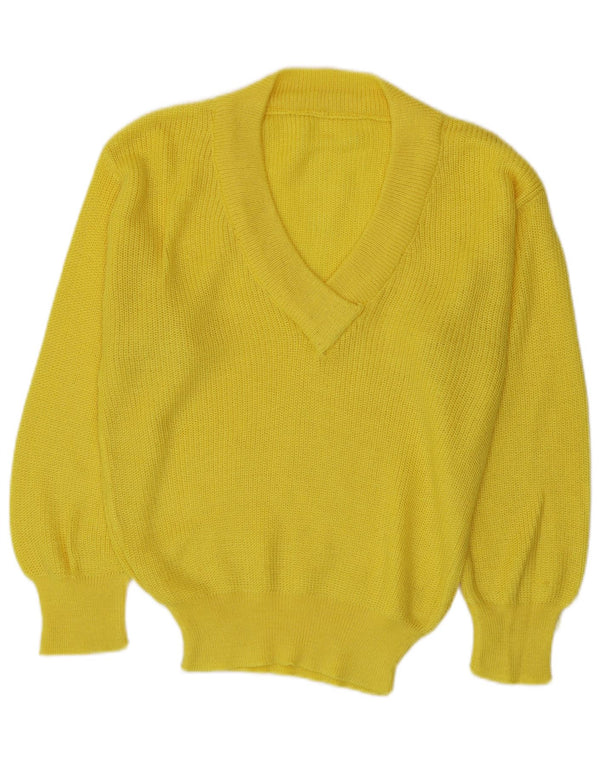Vintage Dame V-hals sweater UK 16 Stor Gul