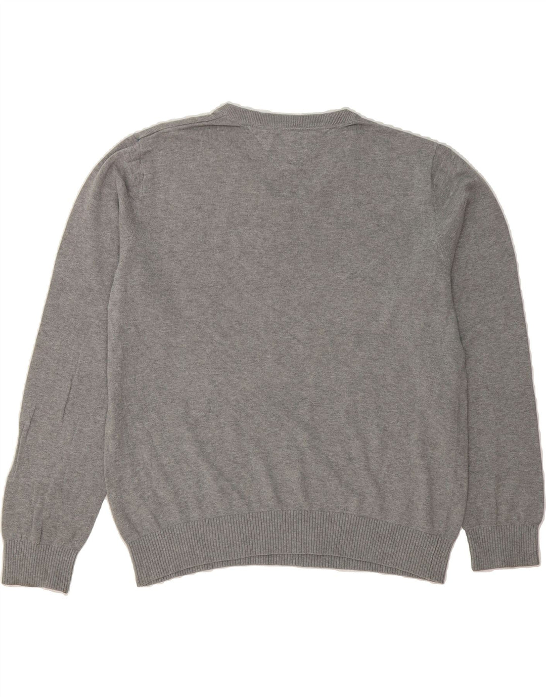 TOMMY HILFIGER Mens V-Neck Jumper Sweater Large Grey Cotton Vintage Tommy Hilfiger and Second-Hand Tommy Hilfiger from Messina Hembry 