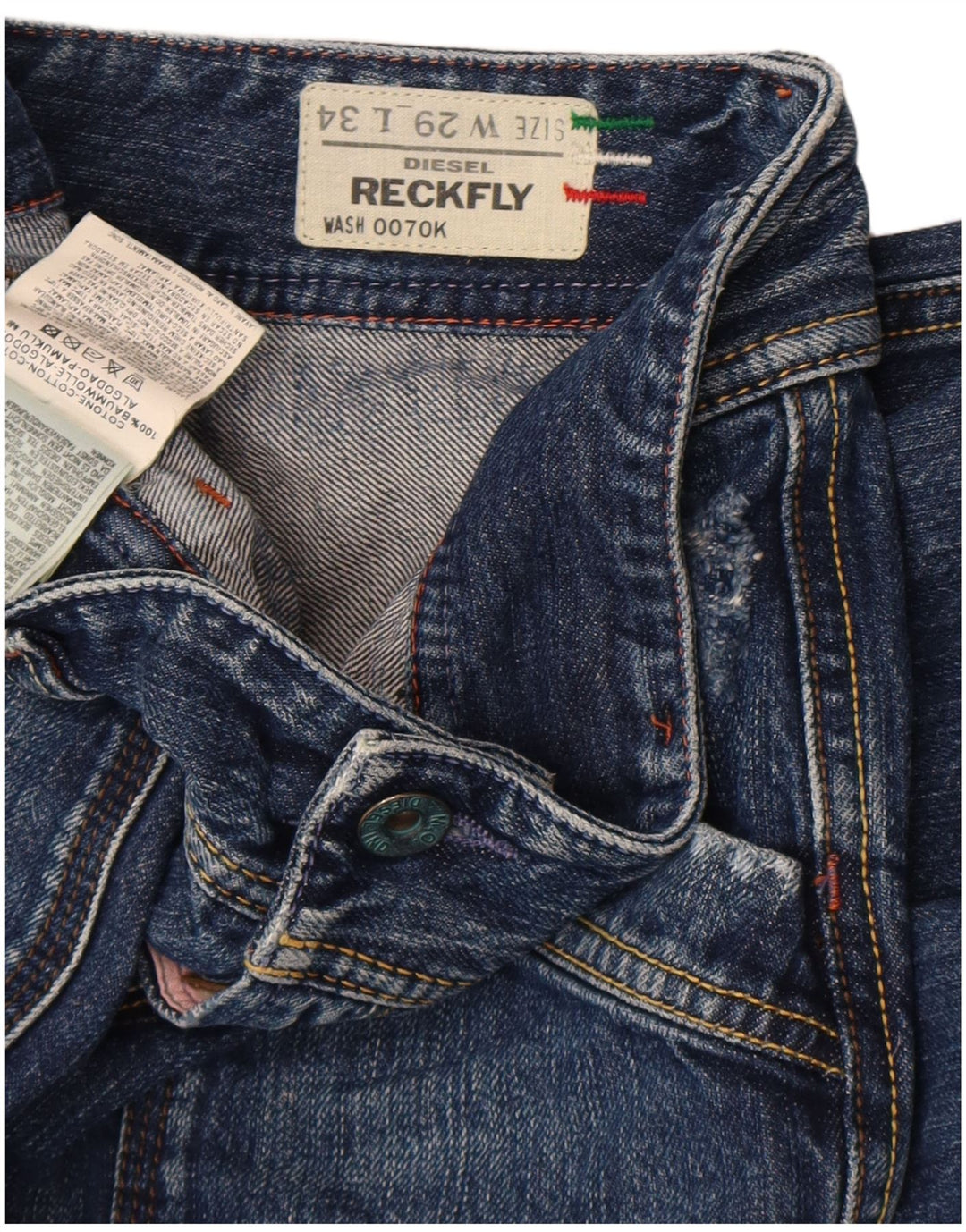 Diesel Dame Reckfly Slim Jeans W29 L34 Blå Bomuld