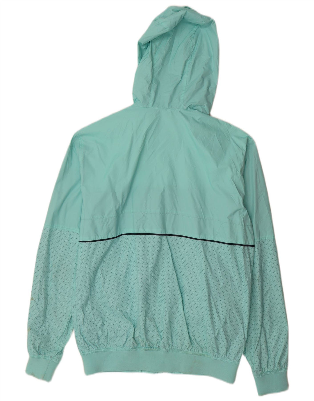 Pull & Bear Regnjakke med hætte til mænd UK 40 Stor turkis farveblok nylon