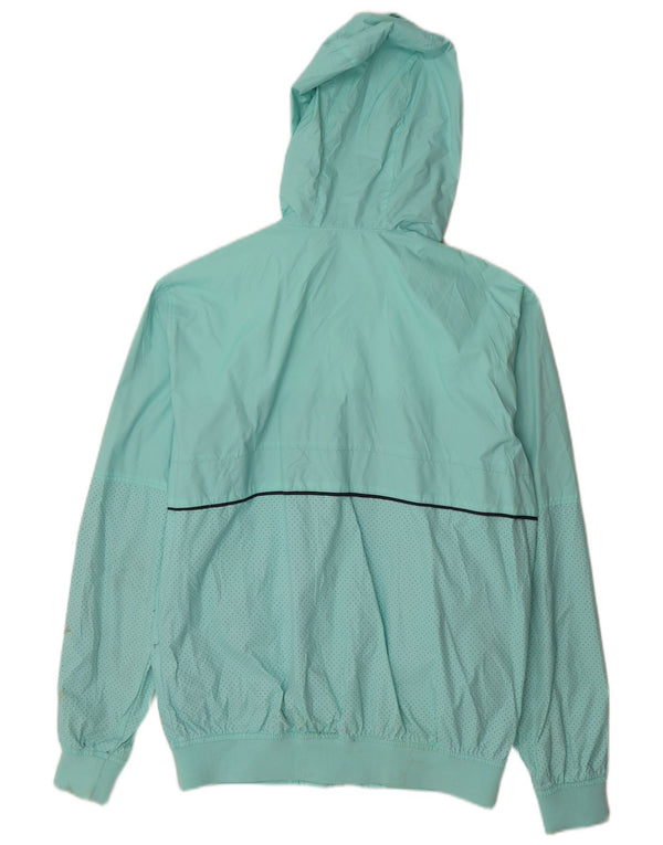 Pull & Bear Regnjakke med hætte til mænd UK 40 Stor turkis farveblok nylon