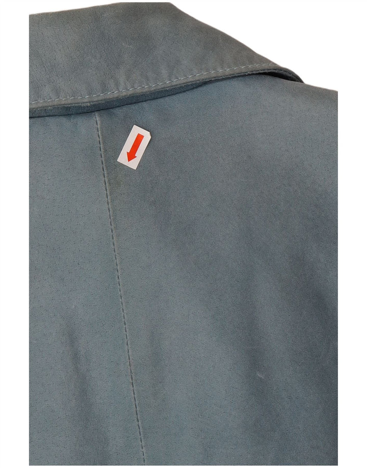 VINTAGE Dame Læderjakke UK 12 Medium Blue