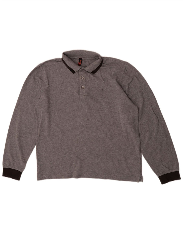 Sun68 Langærmet herre poloshirt mellemgrå Colourblock Bomuld