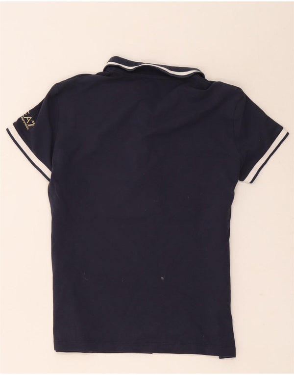 Emporio Armani Dame Polo Shirt UK 10 Small Navy Blue Colourblock