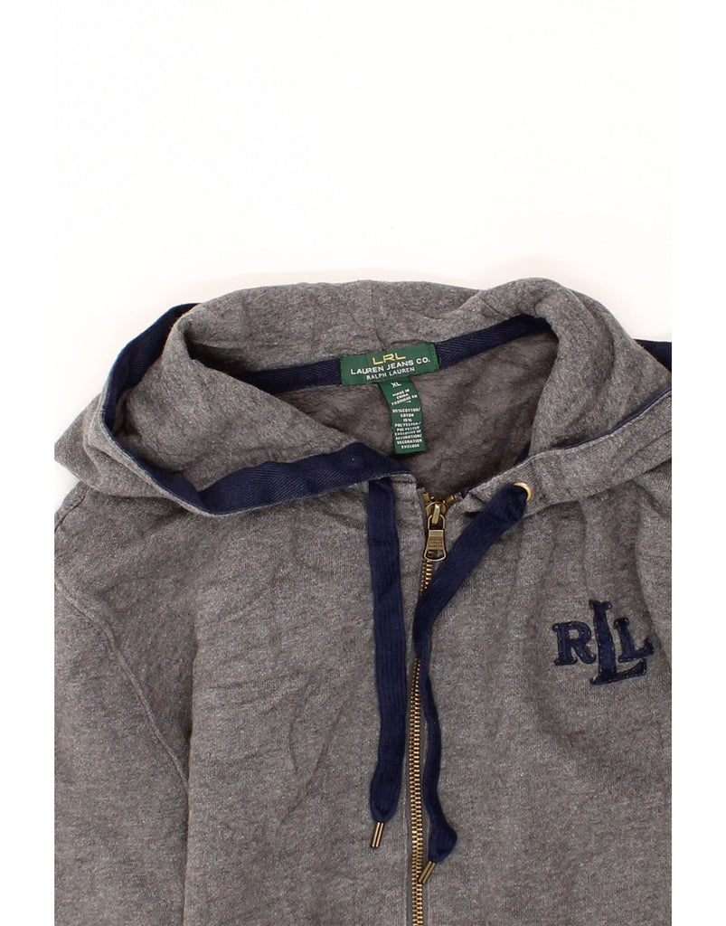 RALPH LAUREN Womens Zip Hoodie Sweater UK 18 XL Grey Cotton Vintage Ralph Lauren and Second-Hand Ralph Lauren from Messina Hembry 