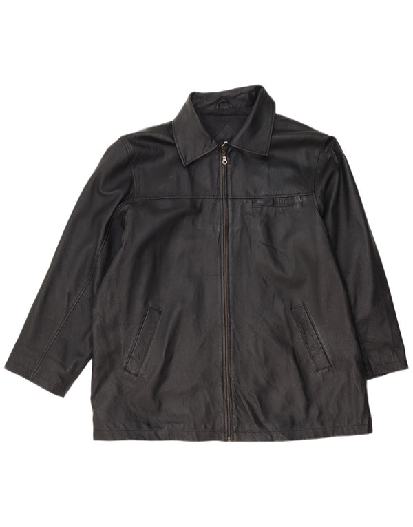 Vintage herre læderjakke IT 52 XL sort læder