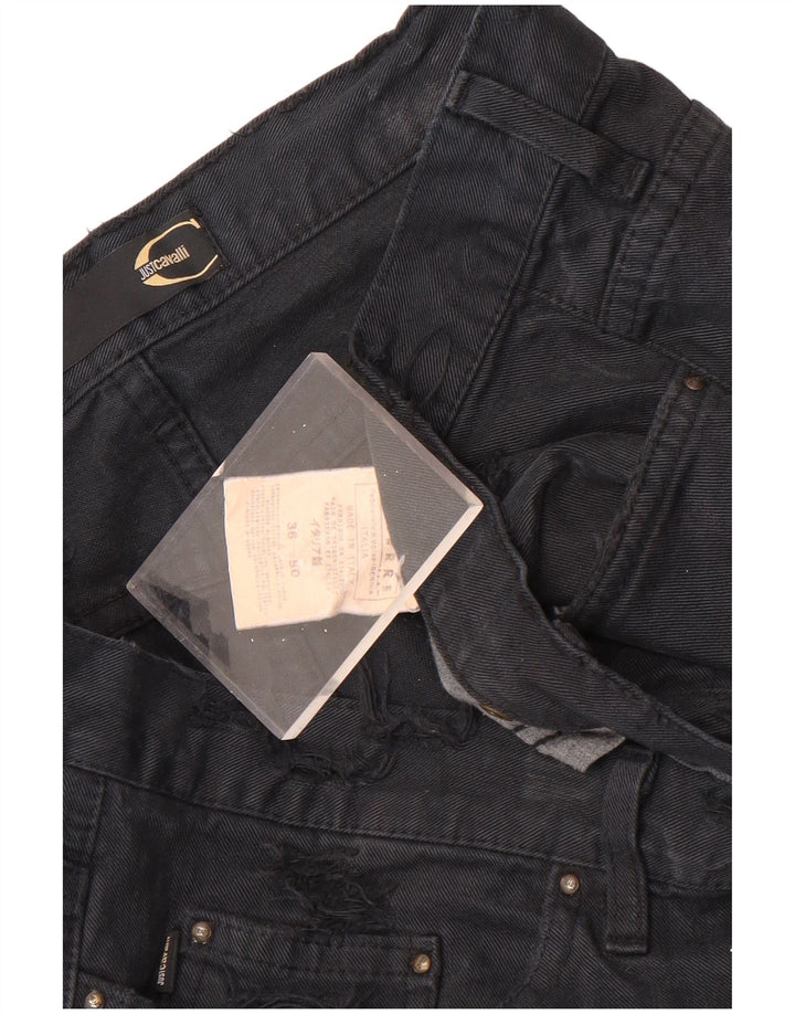 Just Cavalli Herre Distressed Straight Jeans IT 50 Large W36 L30 Sort