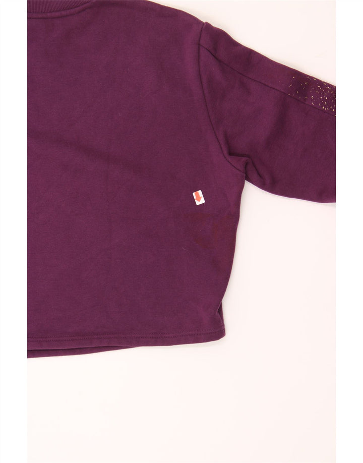 PUMA Womens Crop Oversized Sweatshirt Jumper UK 10 Small Purple Cotton Vintage Puma and Second-Hand Puma from Messina Hembry 