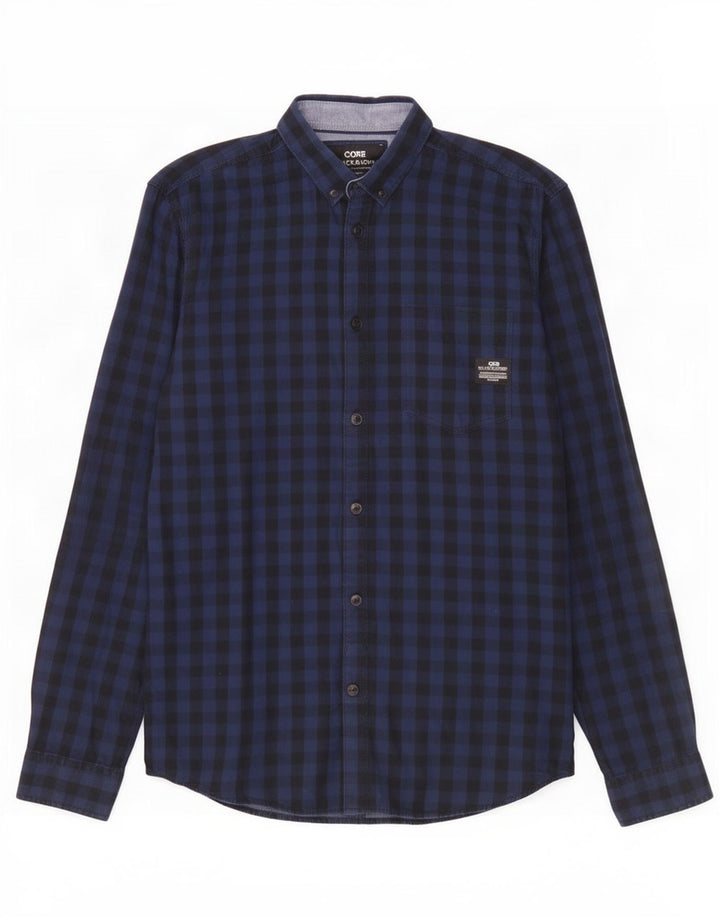 Jack & Jones Arbejdstøjsskjorte til mænd, lille marineblå Gingham bomuld