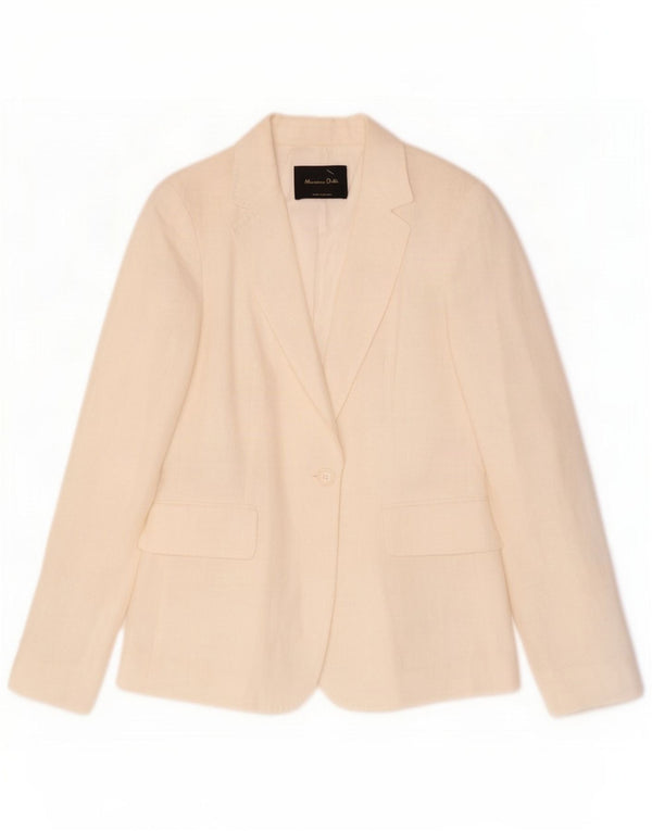 Massimo Dutti Womens 1 Button Blazer Jacket EU 40 Medium White Linen