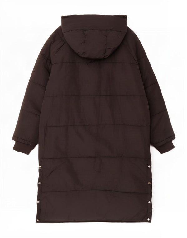 Zara Womens Grafisk Oversized Polstret Frakke UK 18 XL Sort Polyester