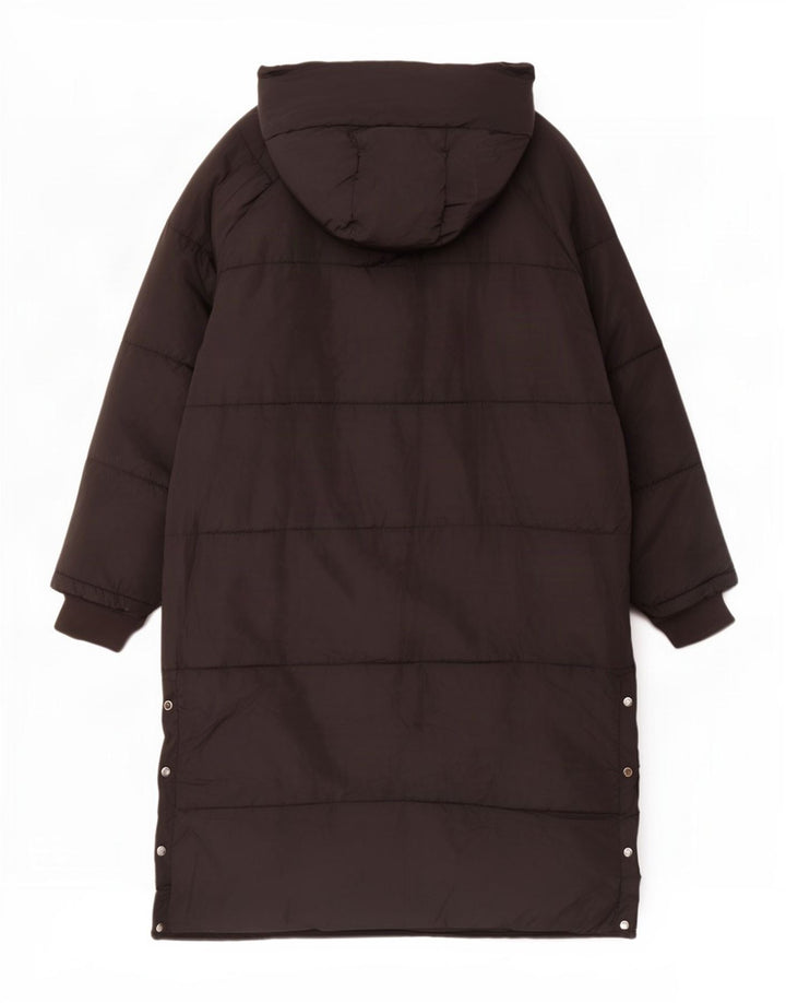 Zara Womens Grafisk Oversized Polstret Frakke UK 18 XL Sort Polyester