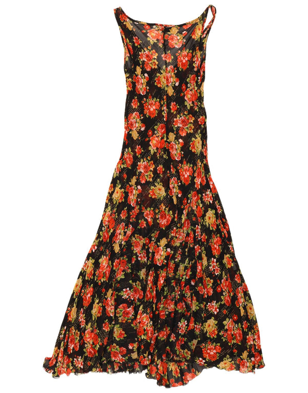 Twin-Set Dame Ærmeløs Se Through Maxi Dress UK 10 Small Black Floral