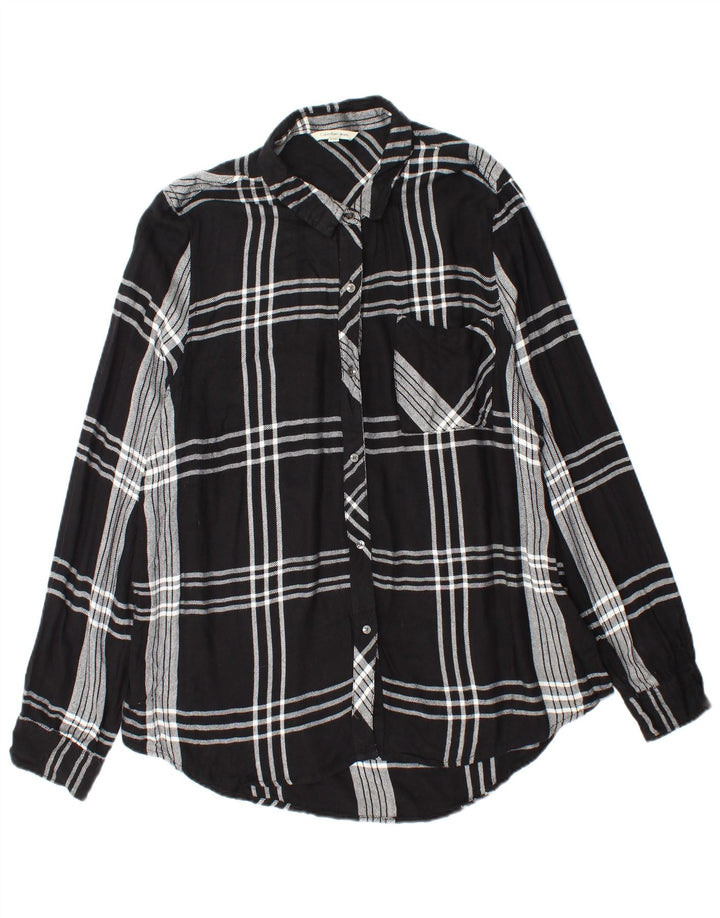 CALVIN KLEIN JEANS Dame Flanellskjorte UK 18 XL Sort Plaid Rayon