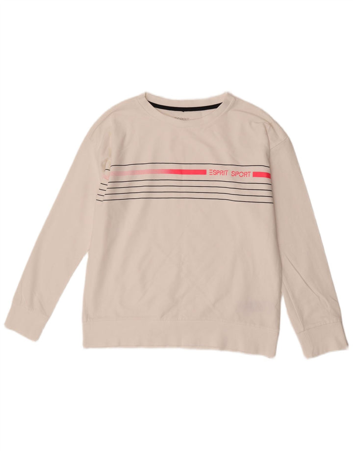 Esprit Dame Sweatshirt Jumper UK 16 Stor hvid stribet bomuld