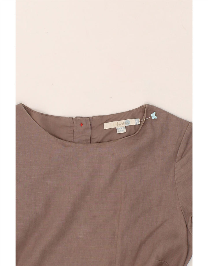 BODEN Womens Short Sleeves Basic Dress UK 12 Medium Grey Floral Cotton Vintage Boden and Second-Hand Boden from Messina Hembry 