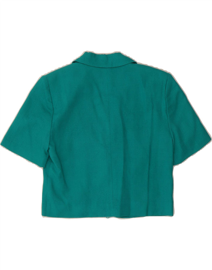 VINTAGE Womens Crop Short Sleeve 1 Button Blazer Jacket UK 6 XS Blue Vintage Vintage and Second-Hand Vintage from Messina Hembry 