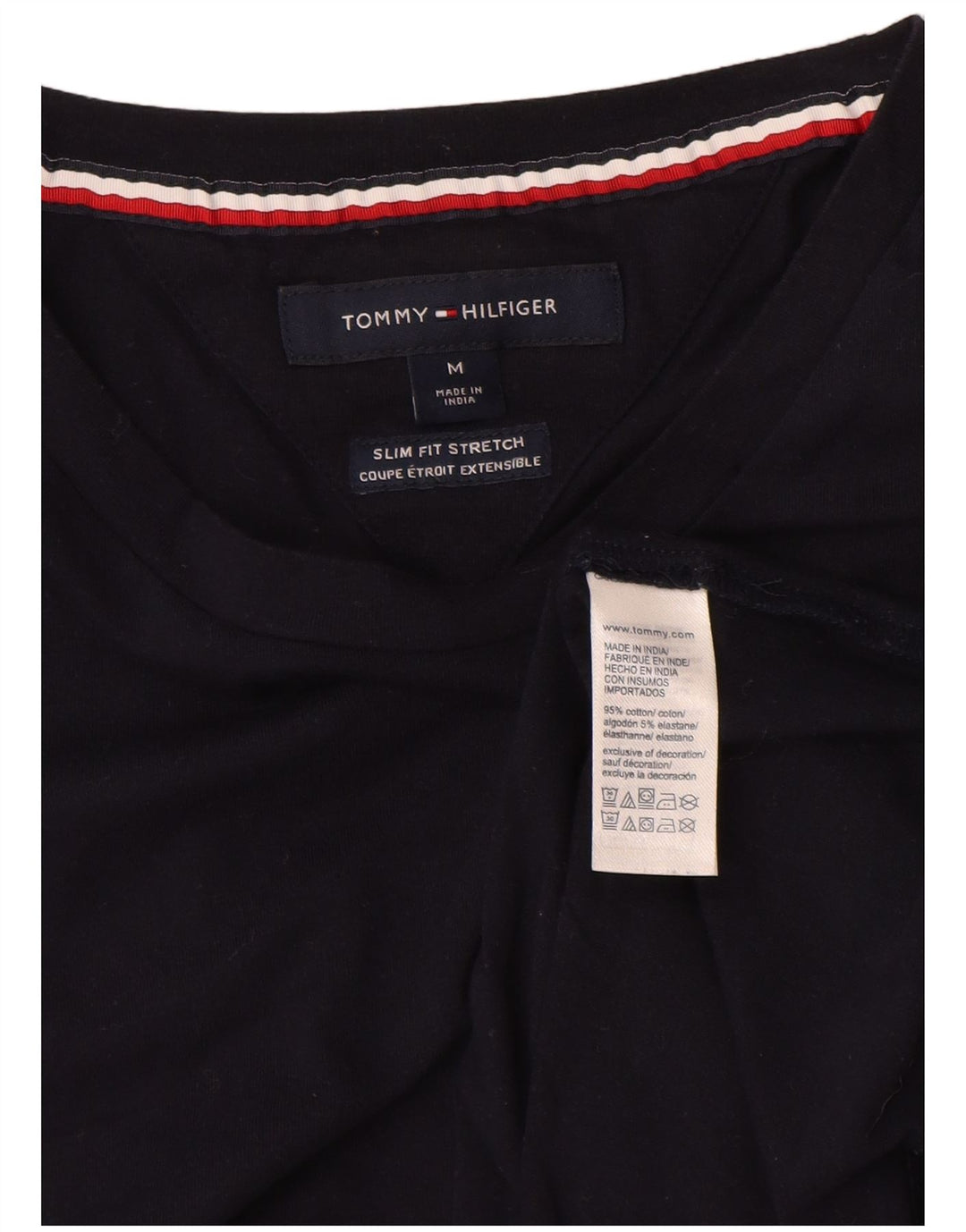 TOMMY HILFIGER Stretch Slim Fit T-shirt mænds top mellem marineblå bomuld