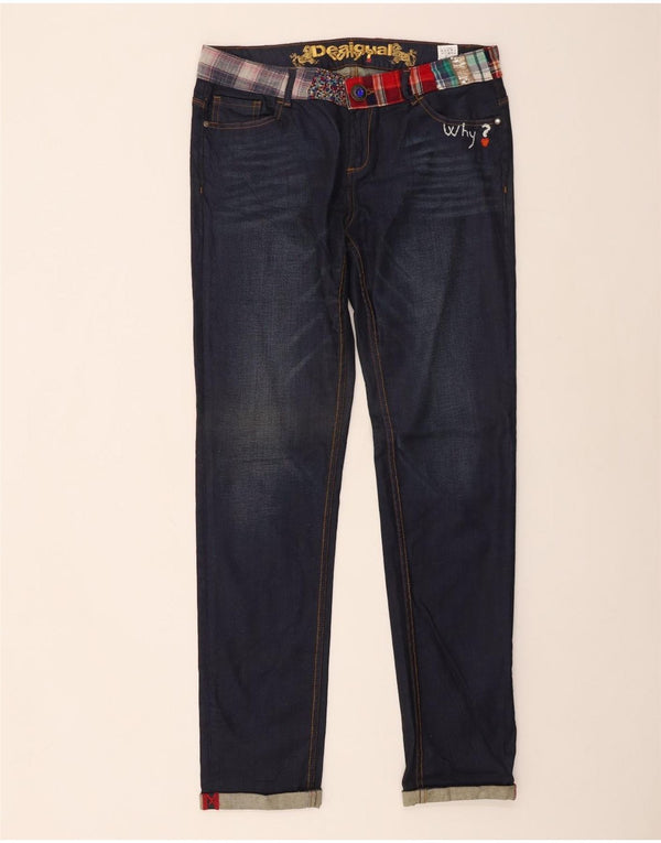 Desigual Dame Slim Jeans W34 L33 Marineblå Bomuld