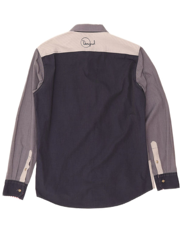 DESIGUAL Herre grafisk skjorte Medium marineblå Colourblock Bomuld