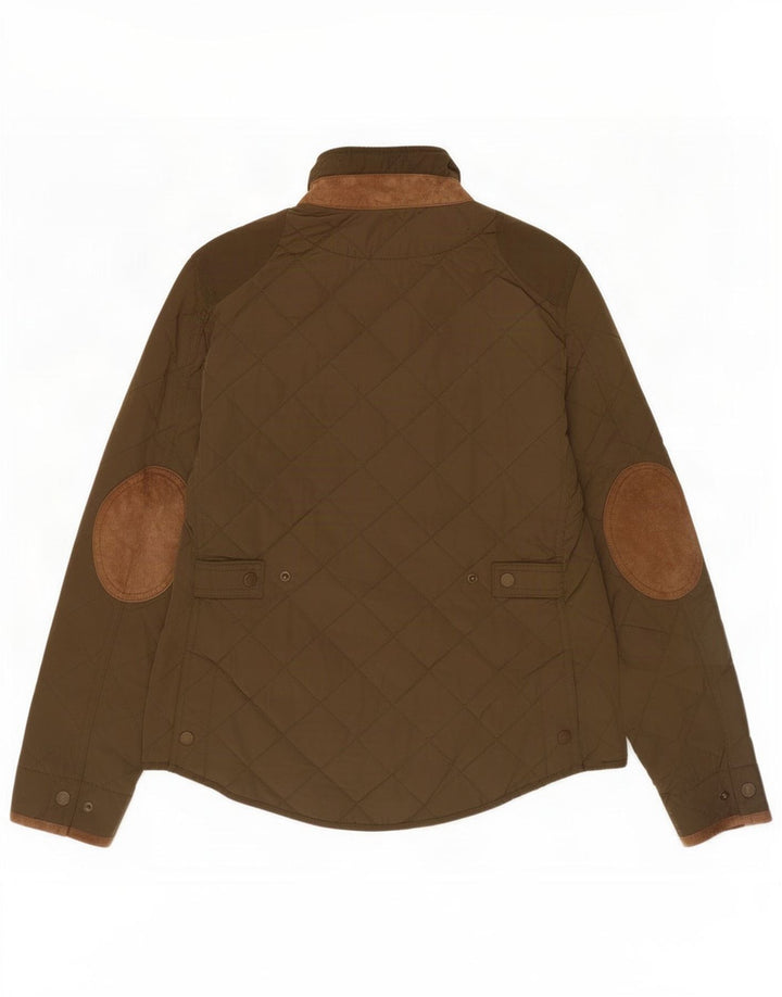Massimo Dutti Dame Quiltet Jakke UK 14 Medium Khaki Nylon