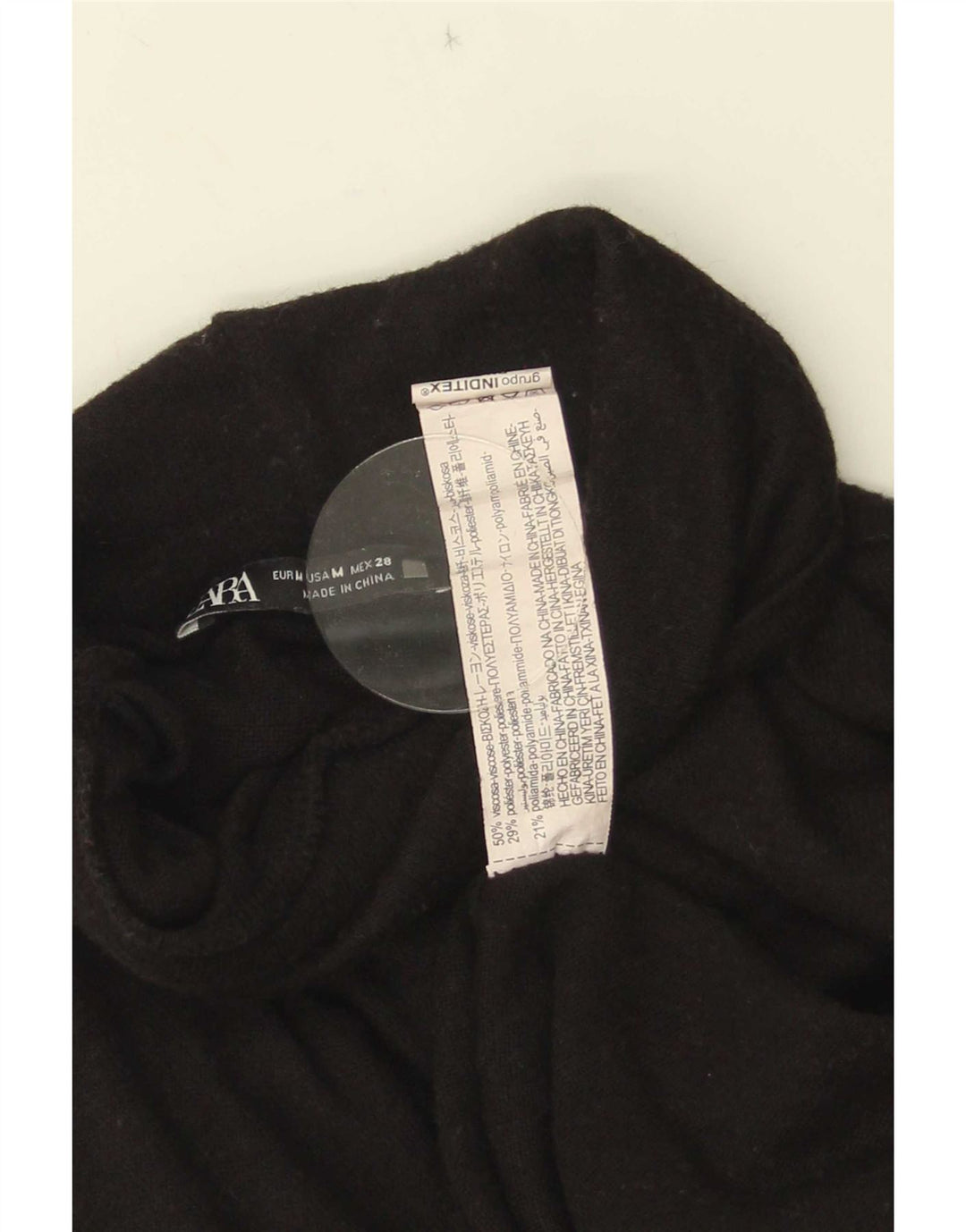 Zara Dame Top Langærmet UK 14 Medium Sort Viscose