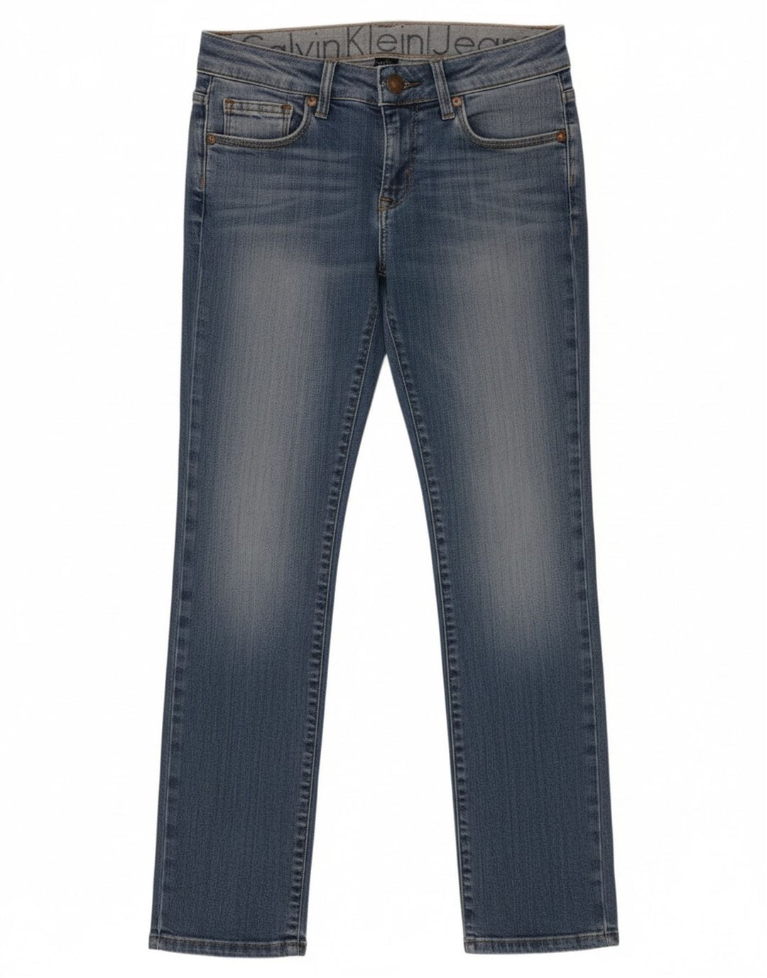 Calvin Klein Dame Straight Jeans W26 L30 Blå Bomuld