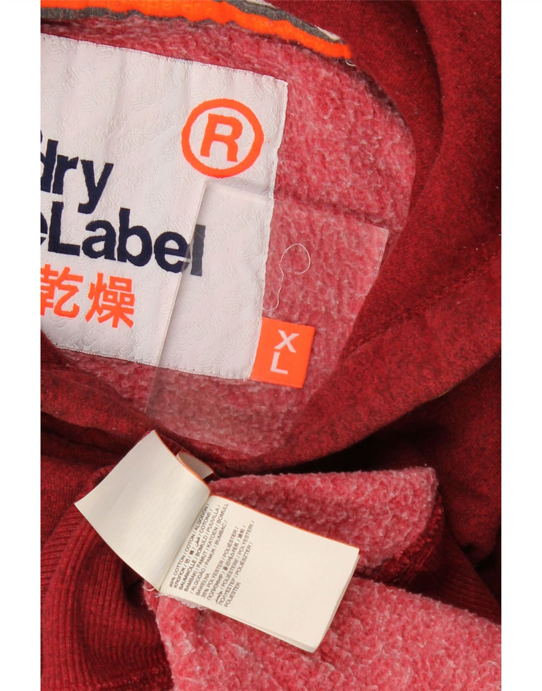 SUPERDRY Hættetrøje til mænd XL Burgundy Flecked Bomuld