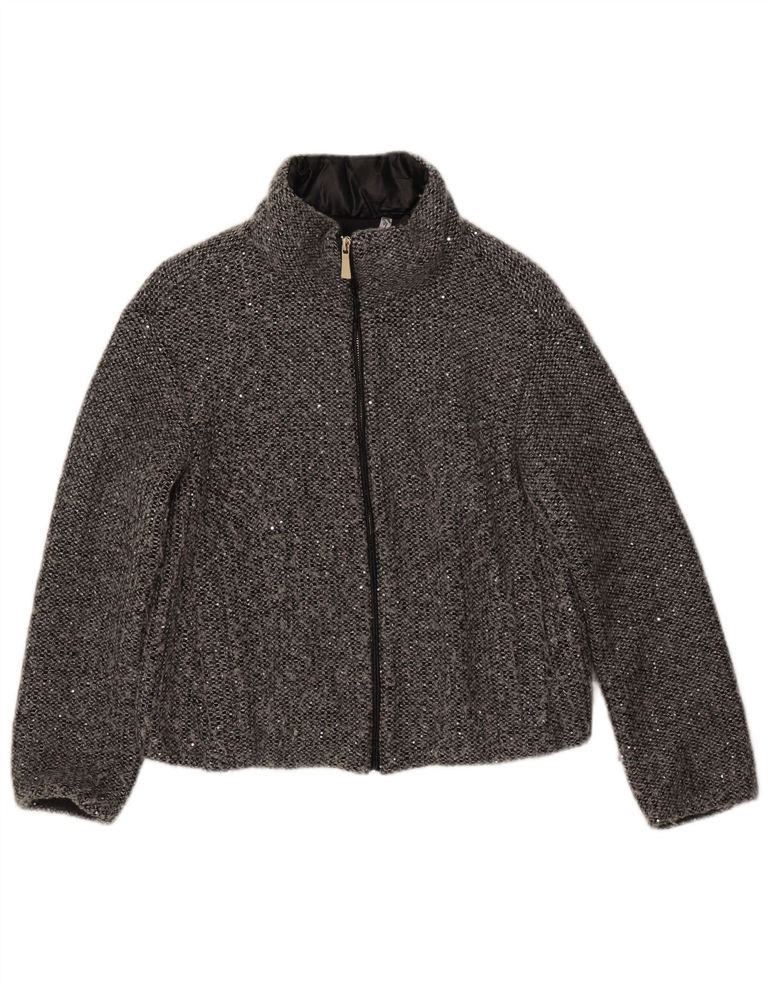 Marella Womens Bomber Jacket UK 8 Small Grey Flecked Polyester