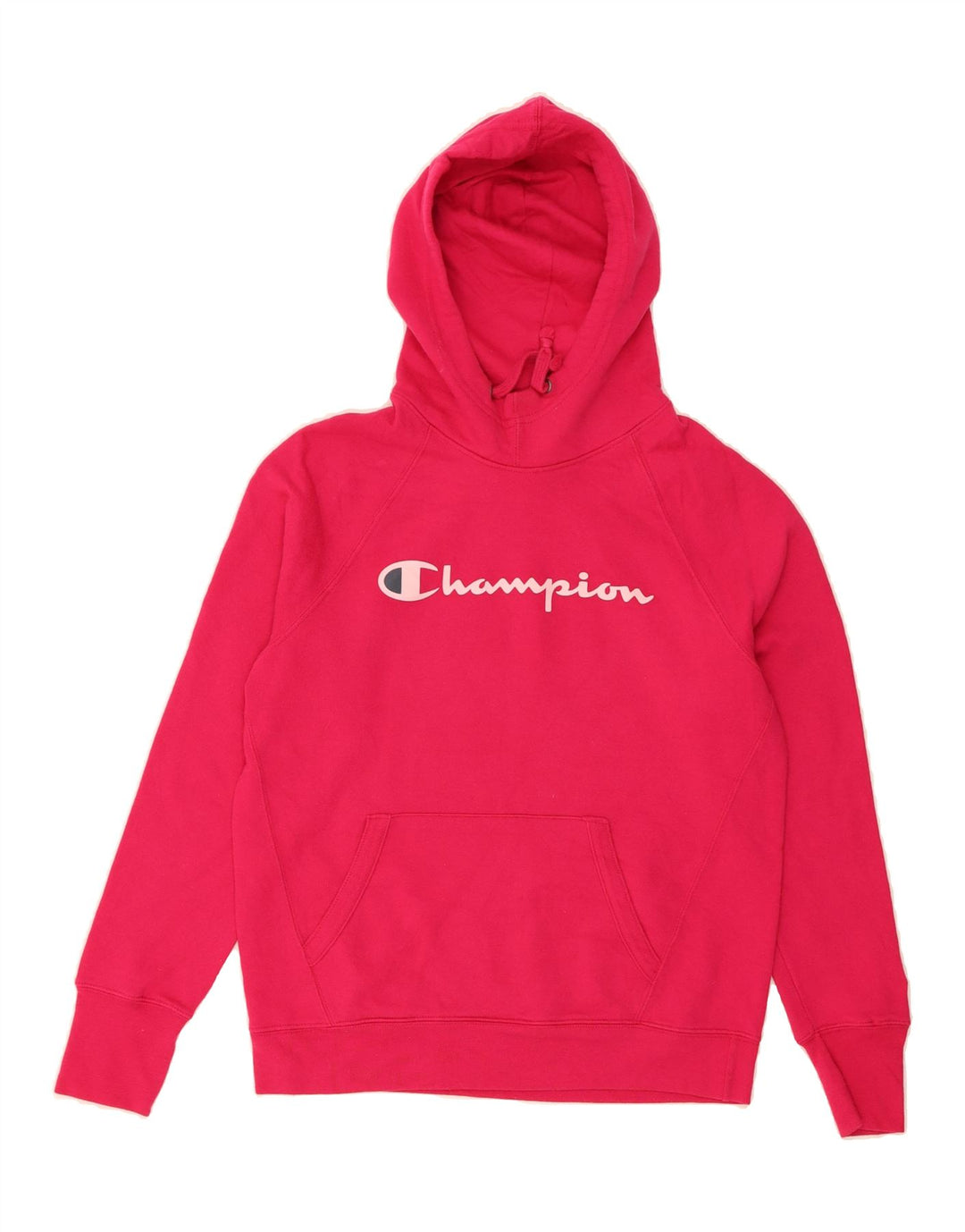 CHAMPION Womens Oversized Graphic Hoodie Jumper UK 10 Small Pink Polyester Vintage Champion and Second-Hand Champion from Messina Hembry 