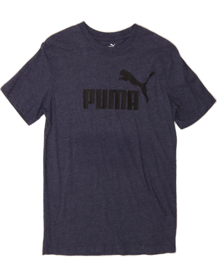 PUMA Mens Graphic T-Shirt Top Small Navy Blue Flecked Cotton Vintage Puma and Second-Hand Puma from Messina Hembry 