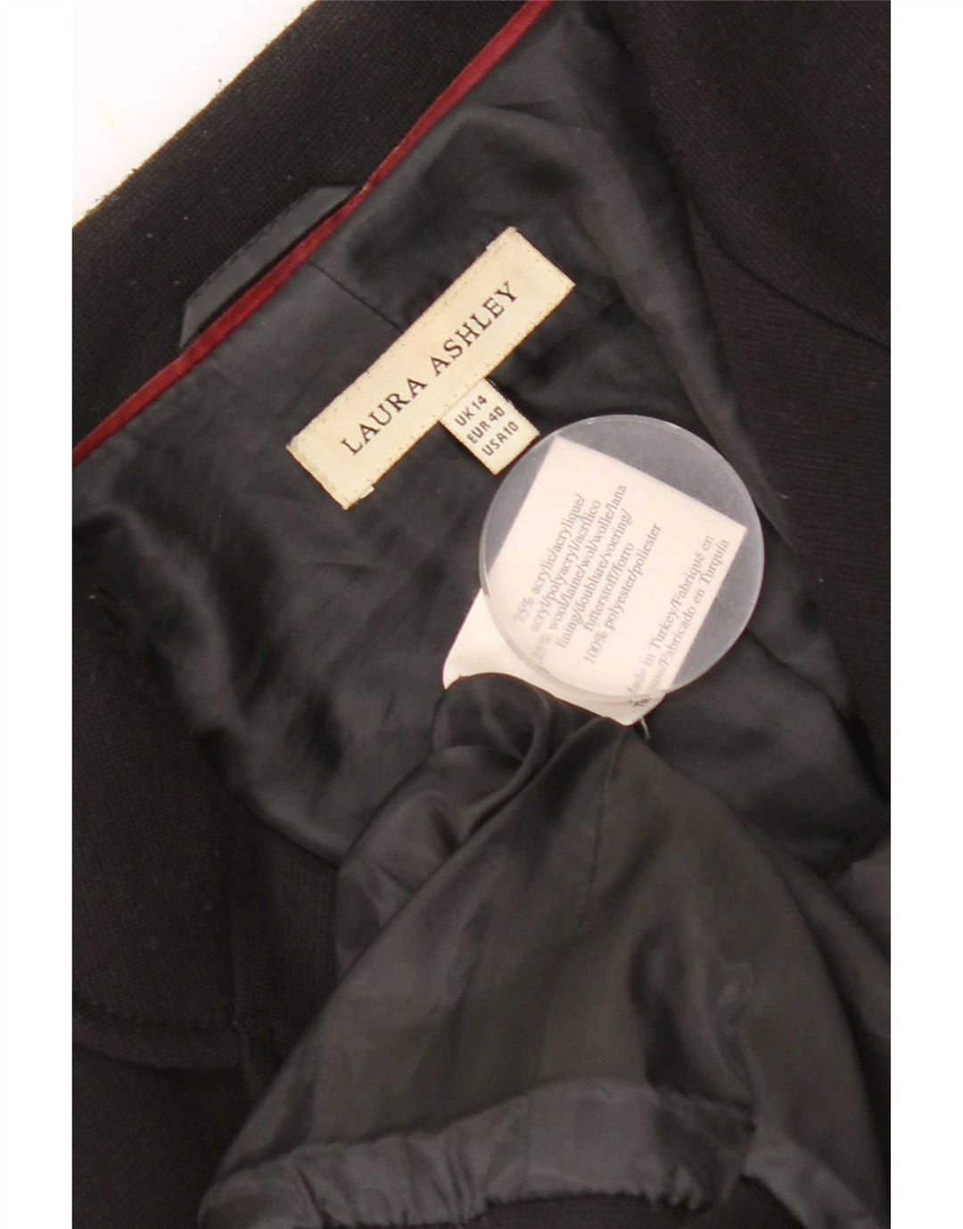 Laura Ashley Dame 4 Button Blazer Jacket UK 14 Stor Sort Akryl