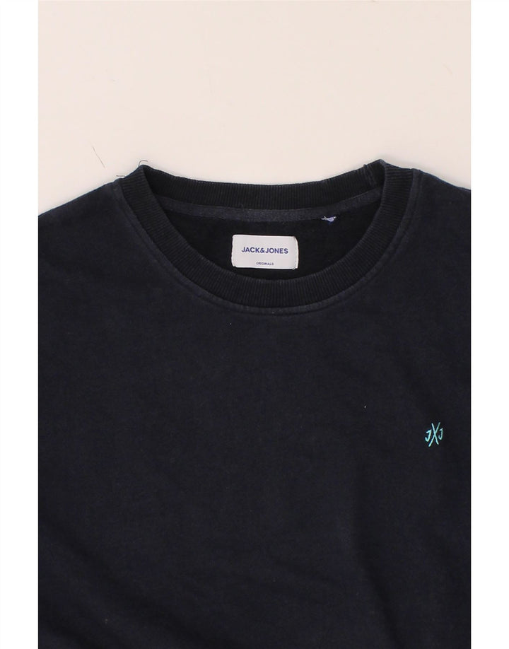JACK & JONES Mens Sweatshirt Jumper Large Navy Blue Cotton Vintage Jack & Jones and Second-Hand Jack & Jones from Messina Hembry 