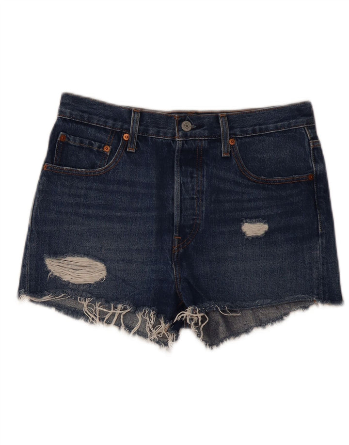 Levi's Womens 501 Distressed Denim Shorts W27 Small Navy Blue Bomuld