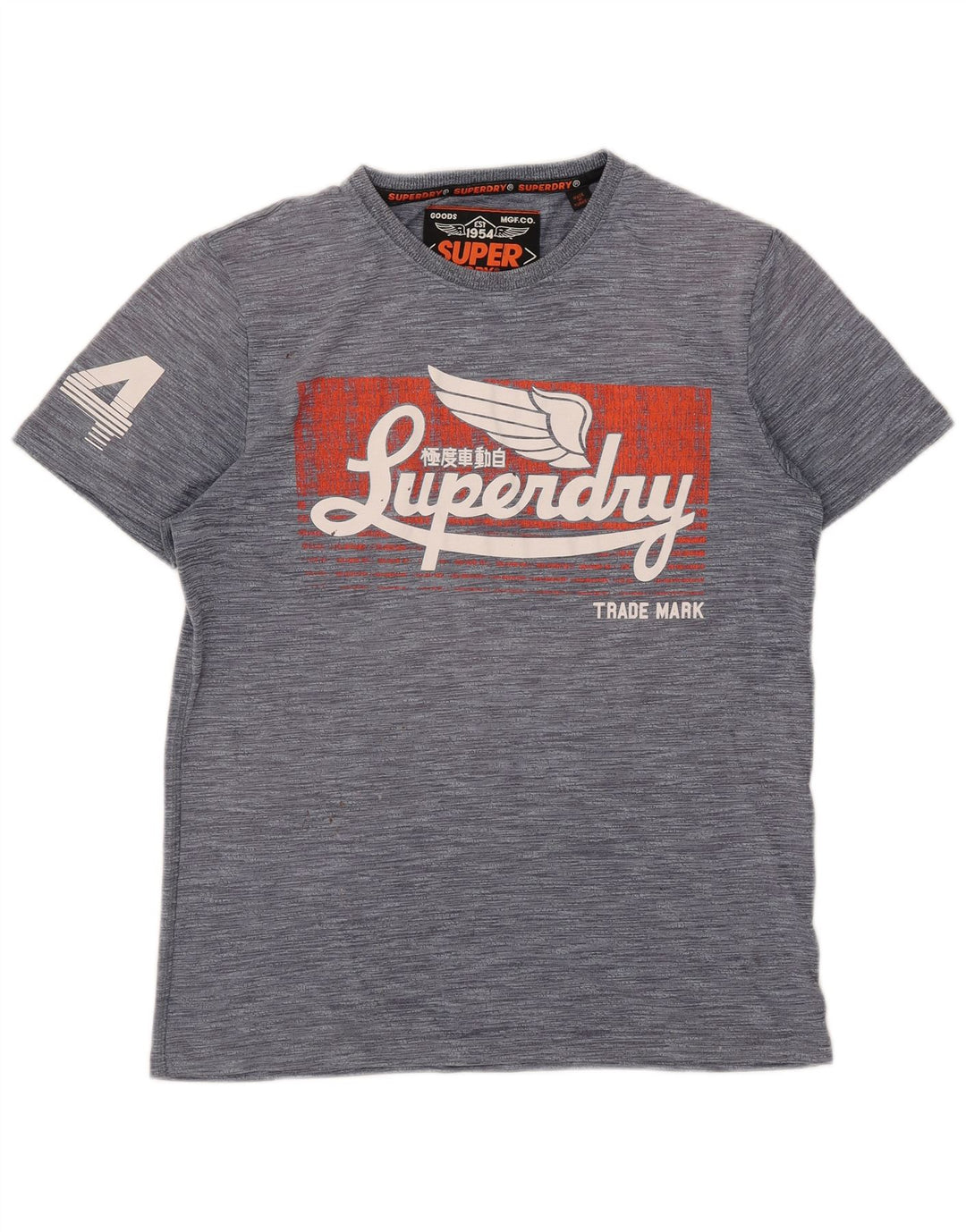 Superdry Grafisk T-shirt top til mænd, stor grå flækket polyester