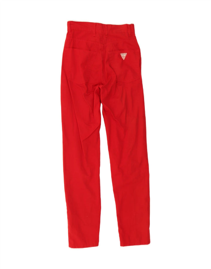 GUESS Womens Slim Casual Trousers W26 L29 Red Vintage Guess and Second-Hand Guess from Messina Hembry 