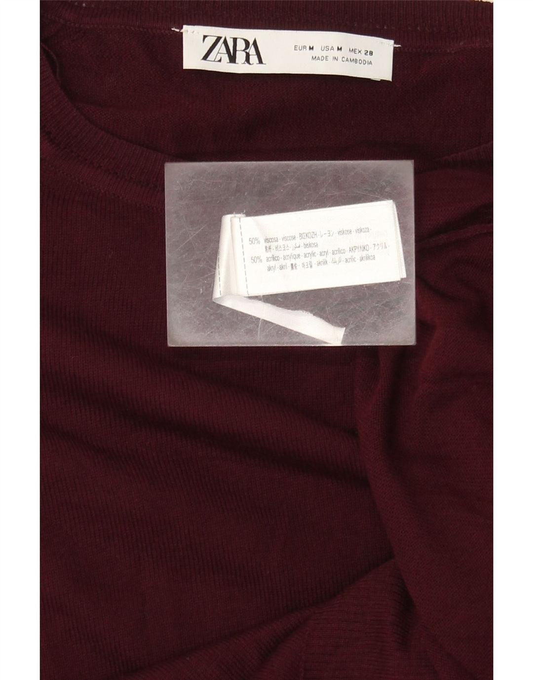 Zara Dame Boat Neck Jumper Sweater UK 14 Medium Maroon Viscose