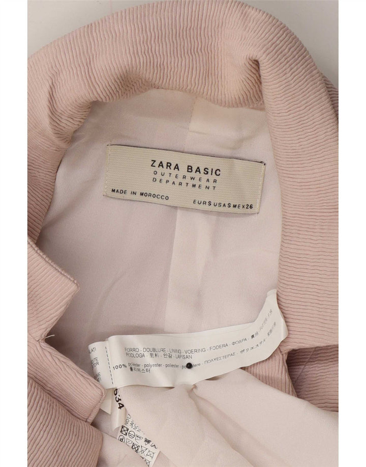 Zara Dame Oversized Overfrakke UK 10 Small Pink Polyester