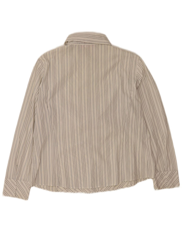 Perte by Krizia Dameskjortebluse US 23 3XL Hvidstribet bomuld