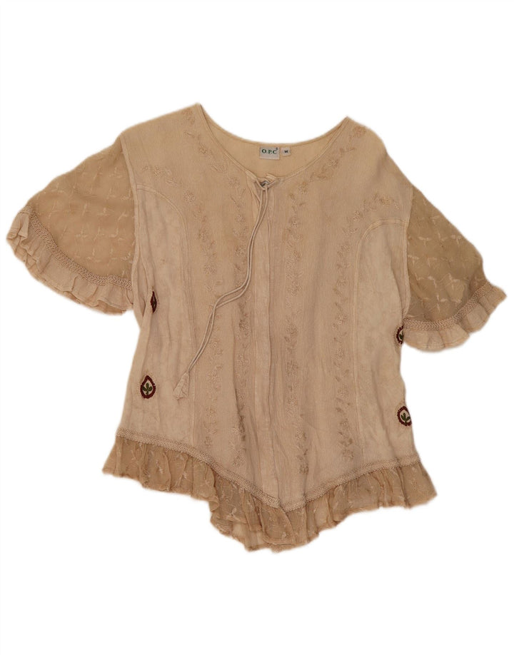 O.P.C Damebluse Top UK 14 Medium Beige Floral Viscose