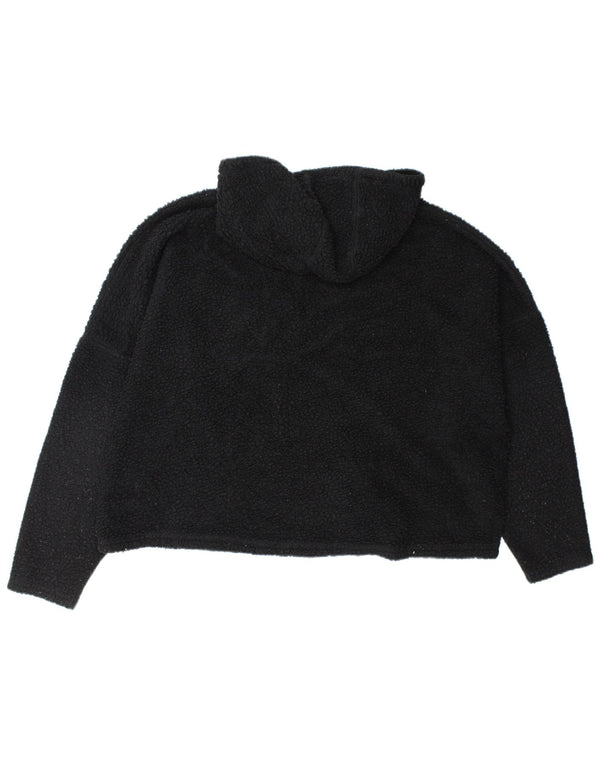 Ellesse Dame Oversized Hooded Zip Neck Fleece Jumper UK 16 Large Black