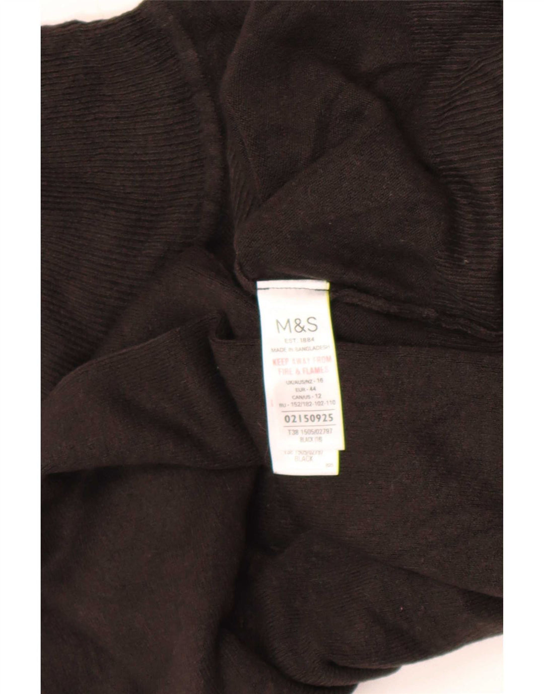 Marks & Spencer Dame Roll Neck Jumper Sweater UK 16 Large Black Acryl